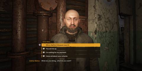 Confronting Zakhar during Deceive the Deceiver Side Quest in Stalker 2