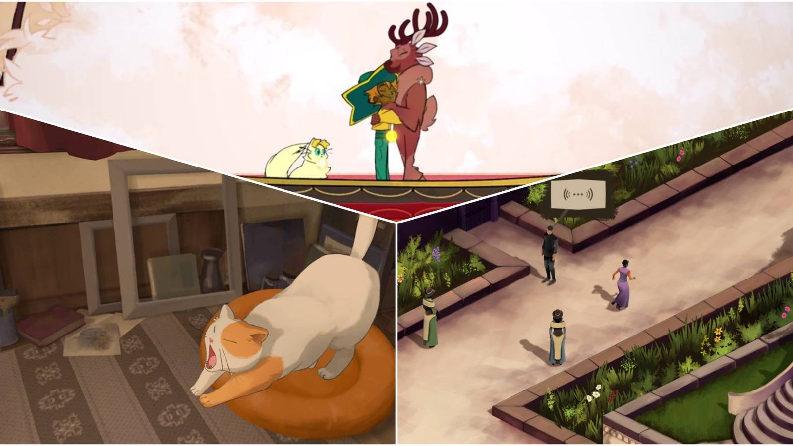 pictures of spiritfarer, elsinore, and behind the frame games