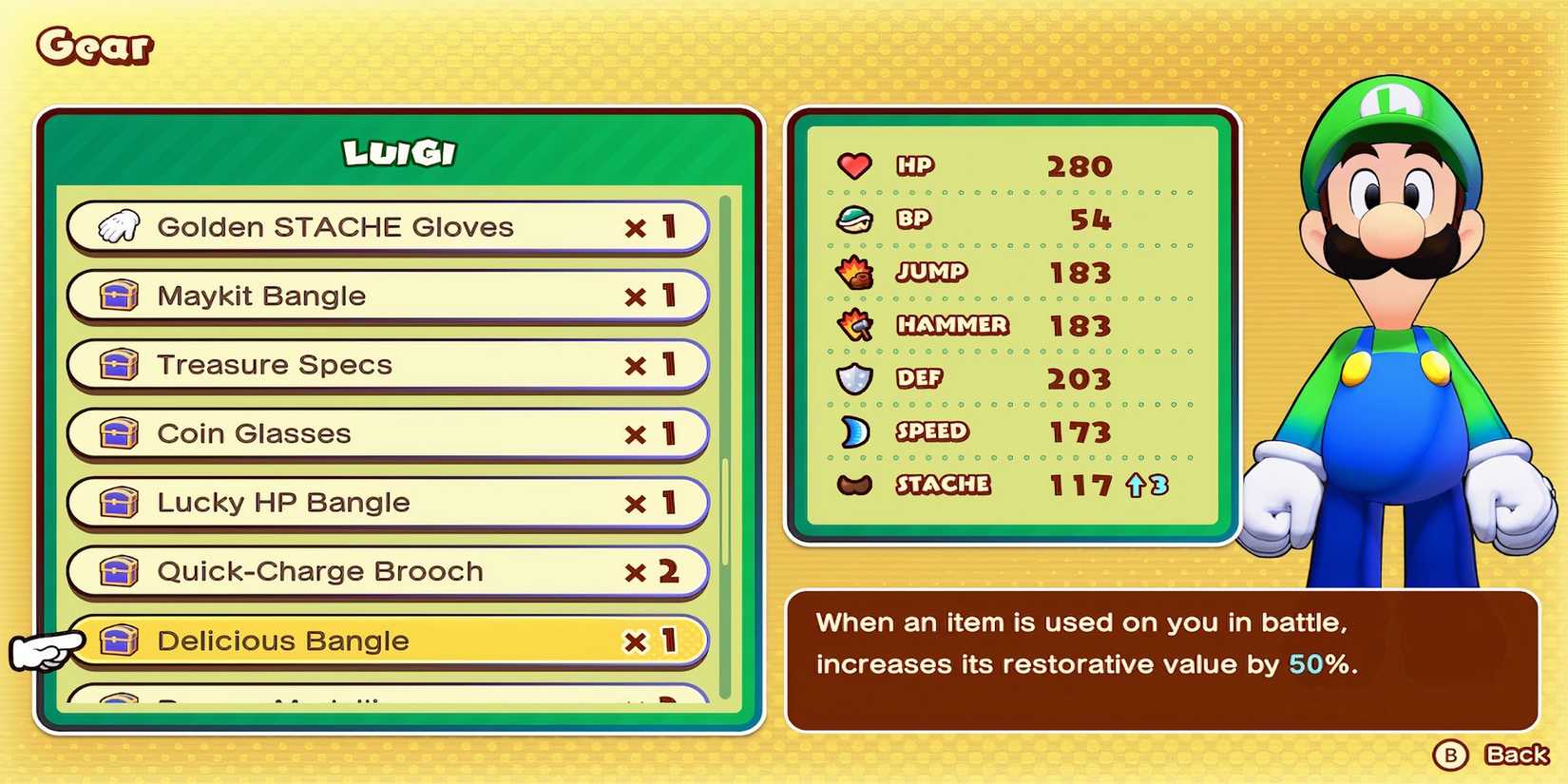 Delicious Bangle accessories in Mario & Luigi Brothership