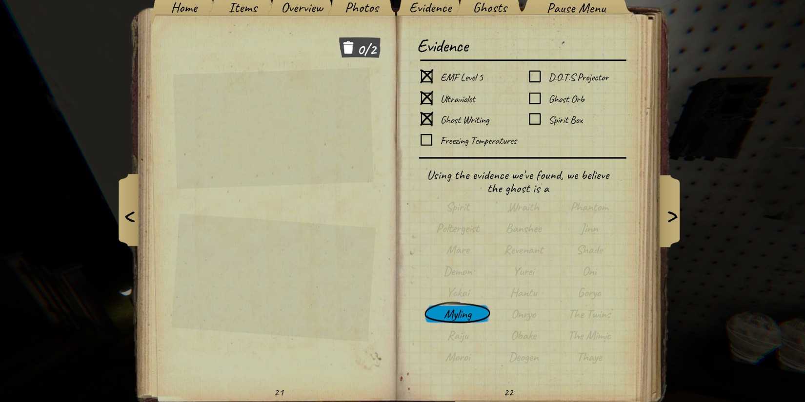 different ghost types in the journal