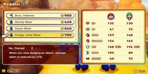 Dodgy Jump Wear armor in Mario & Luigi Brothership