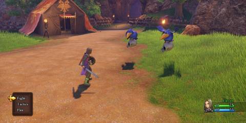 Dragon Quest 11 Protagonist fights bird monsters