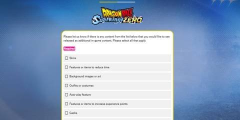 Dragon Ball Sparking Zero survey list part 1