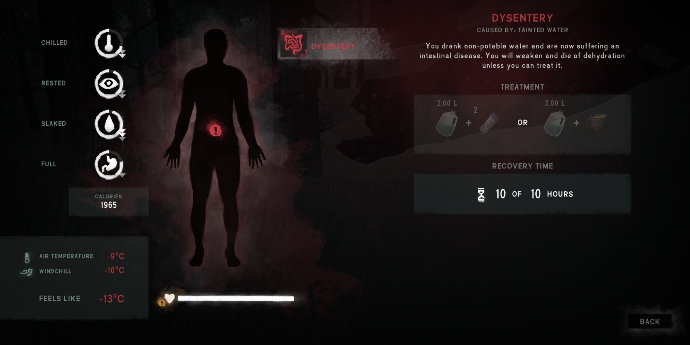 Character With Dysentery Displayed In Menu