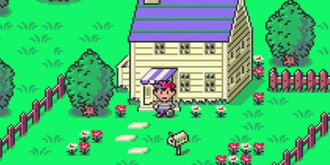 Ness outside a house in EarthBound