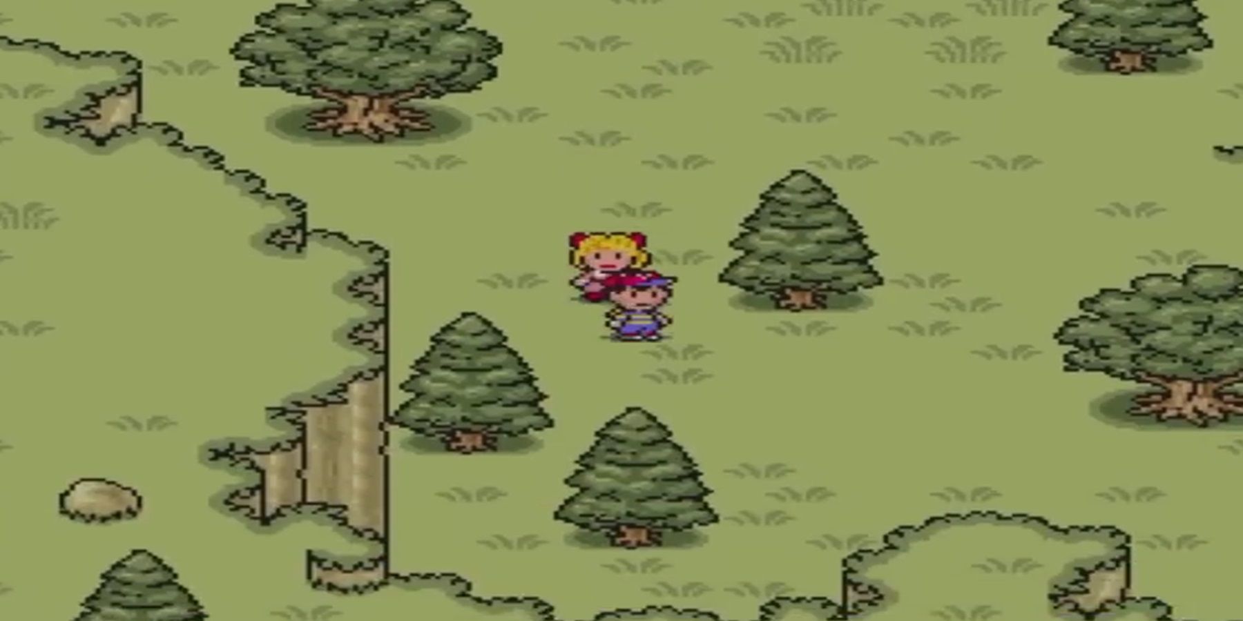 ness and paula in a forest