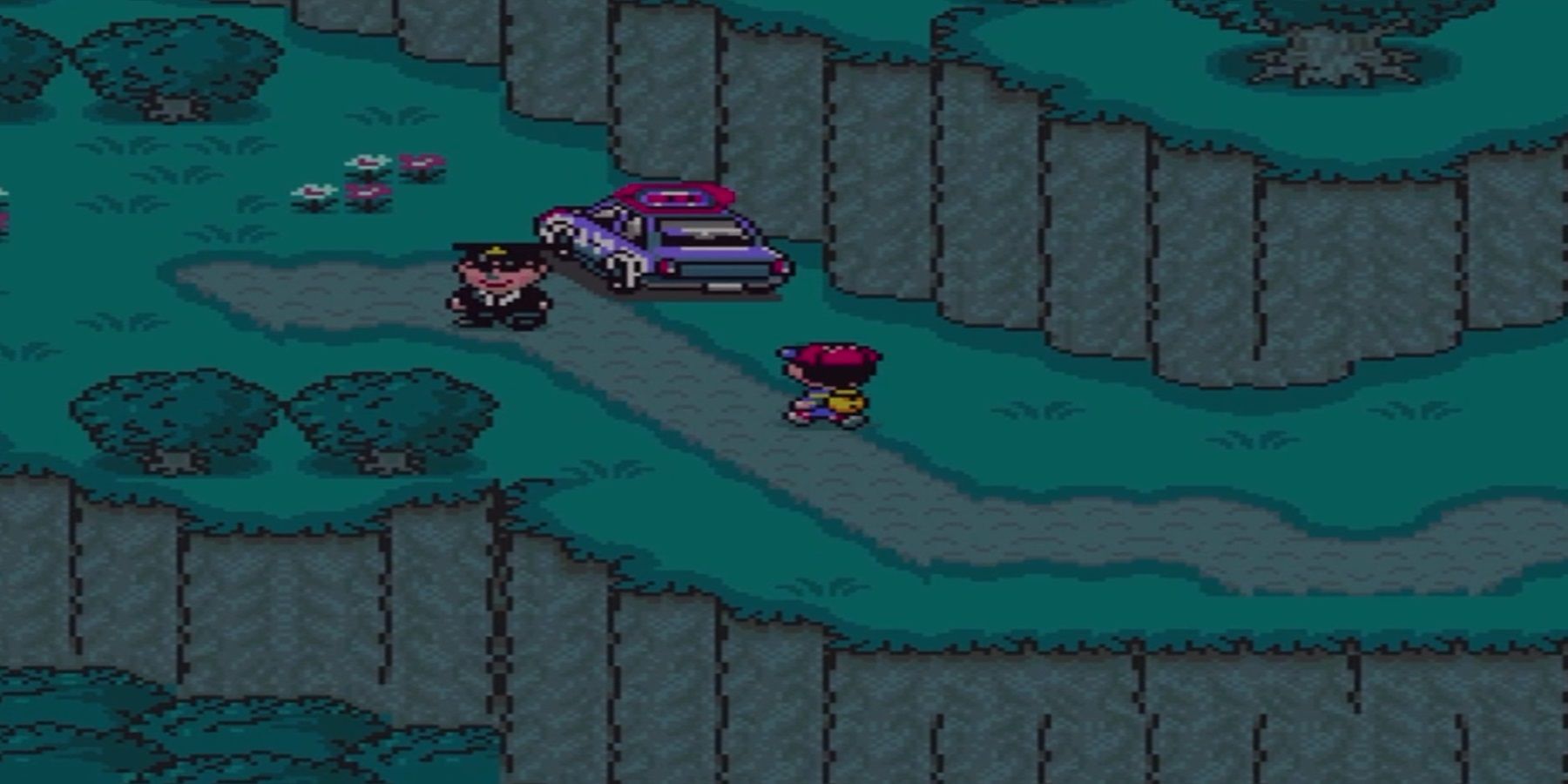 ness approaching a cop car