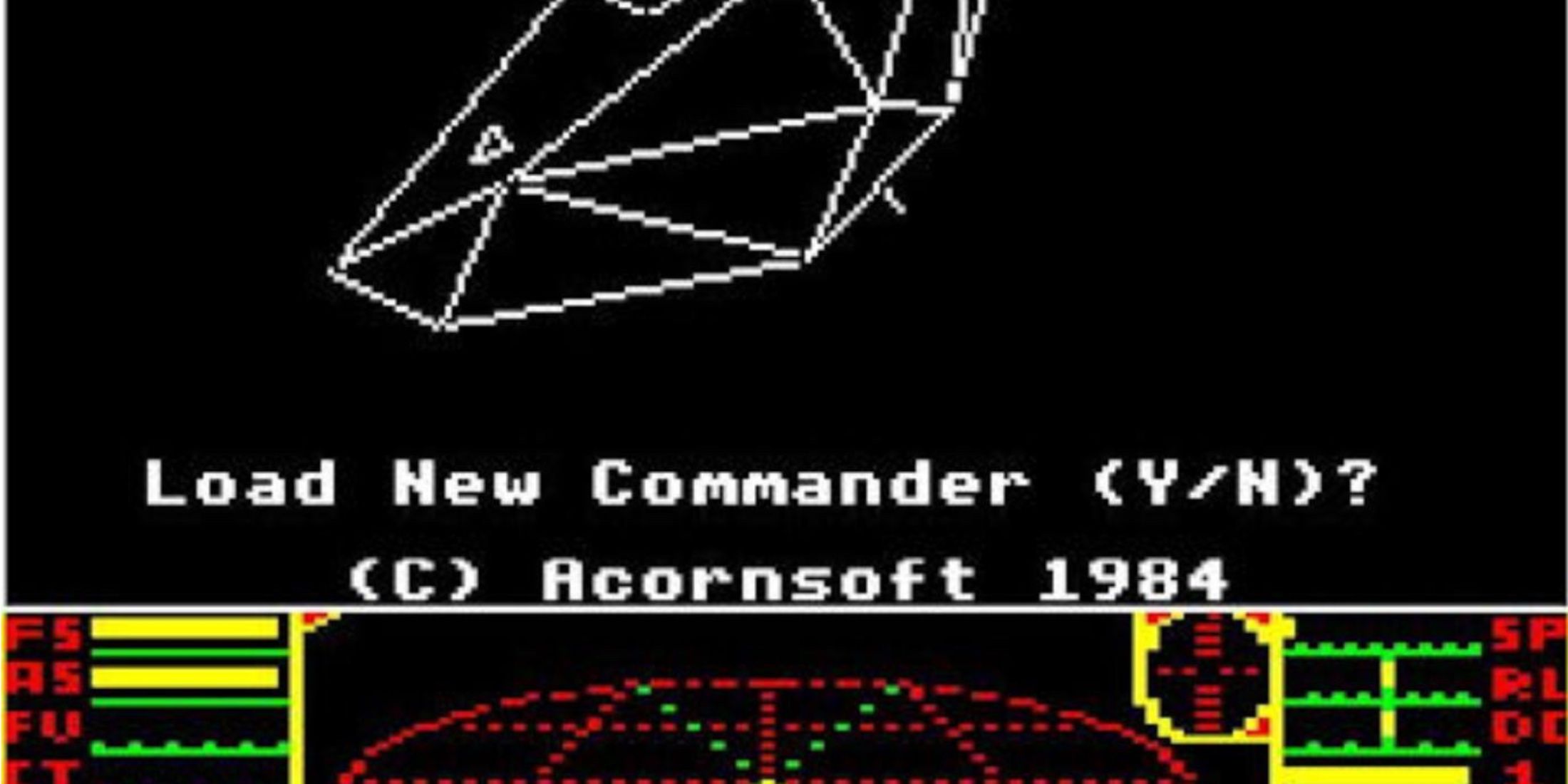 Elite's game start screen