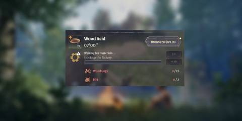 Wood Acid recipe in Enshrouded's Charcoal Kiln screen