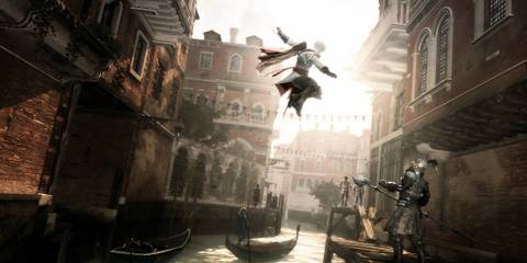 Ezio assassinating a guard in Assassin's Creed 2