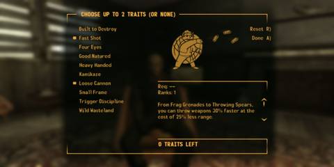 Fallout New Vegas Tank Trait
