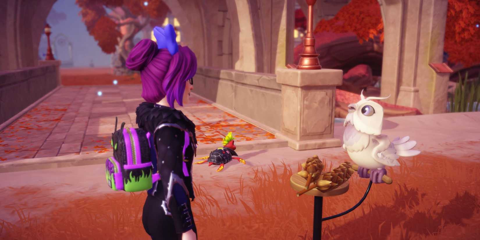 Feeding an owl Barley in Disney Dreamlight Valley