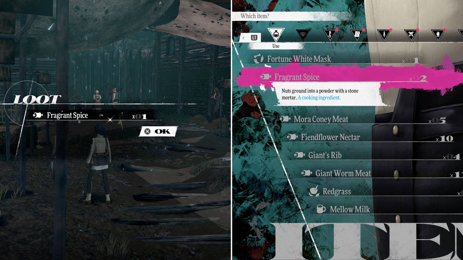 The Player Purchasing Fragrant Spice & Fragrant Spice In The Menu 