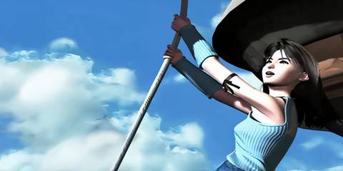 rinoa swinging on a rope