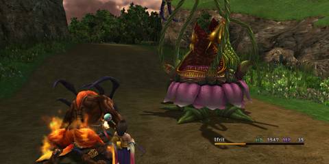 Fighting a battle with Ifrit in Final Fantasy 10