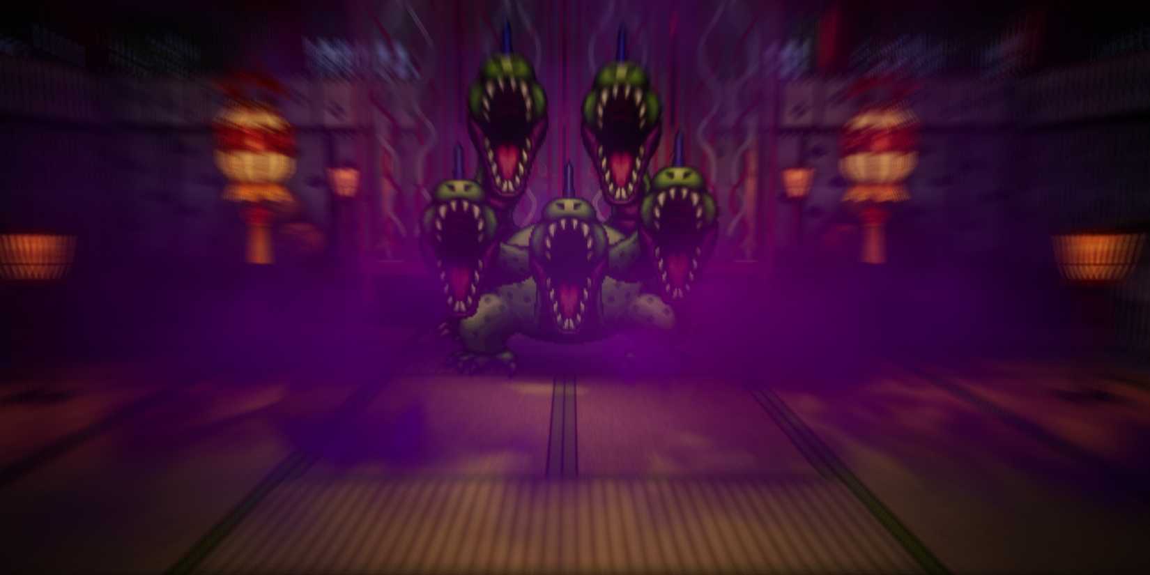 Fighting Orochi in Dragon Quest 3 HD-2D Remake