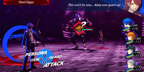 Fighting Steel Gigas in Persona 3 Reload