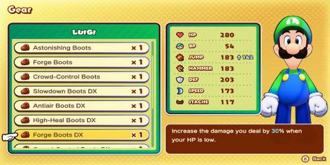 Forge Boots DX weapon in Mario & Luigi Brothership