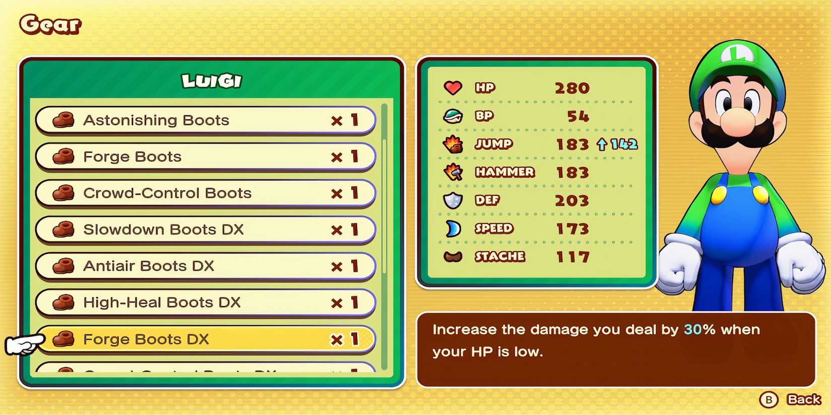 Forge Boots DX weapon in Mario & Luigi Brothership