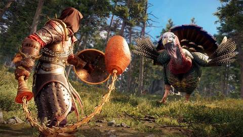 A player fights Turkulon in New World: Aeternum's 2024 Turkulon event.