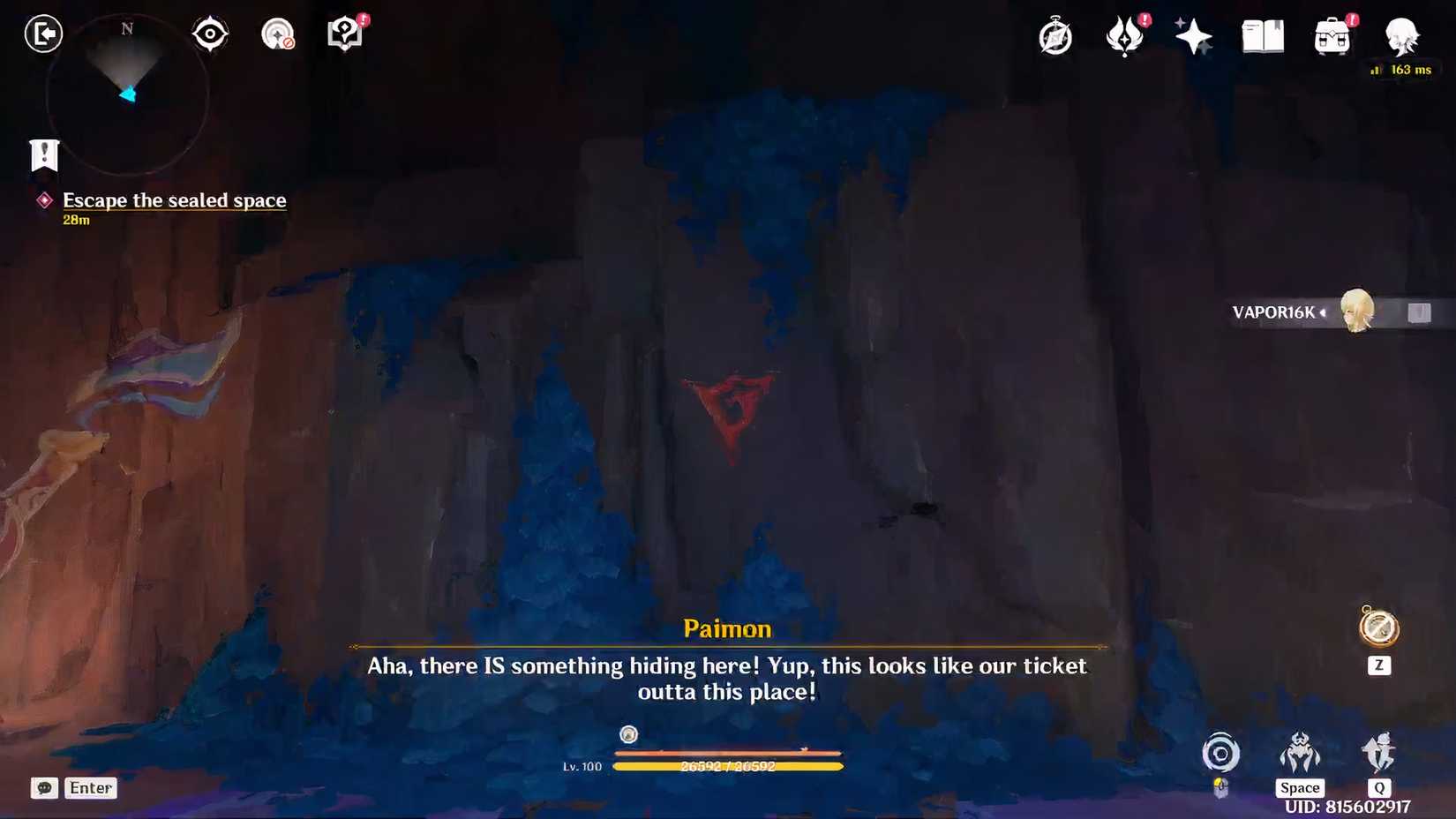 Genshin Impact  - Masters of the Night-Wind Tribal Quest Hidden sign on wall