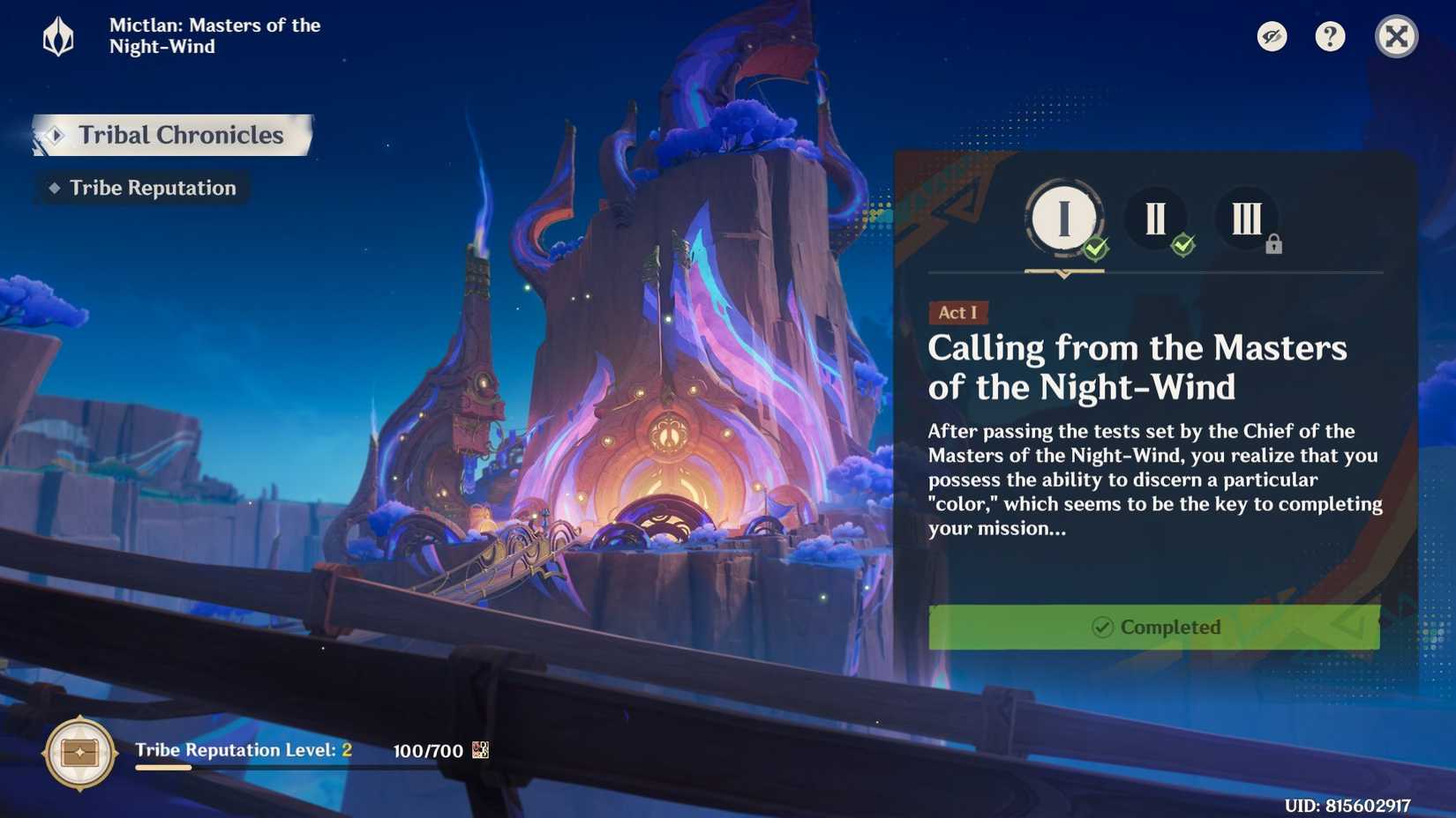 Genshin Impact  - Masters of the Night-Wind Tribal Quest