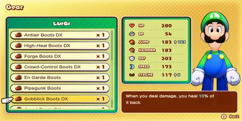 Gobblick Boots DX weapon in Mario & Luigi Brothership