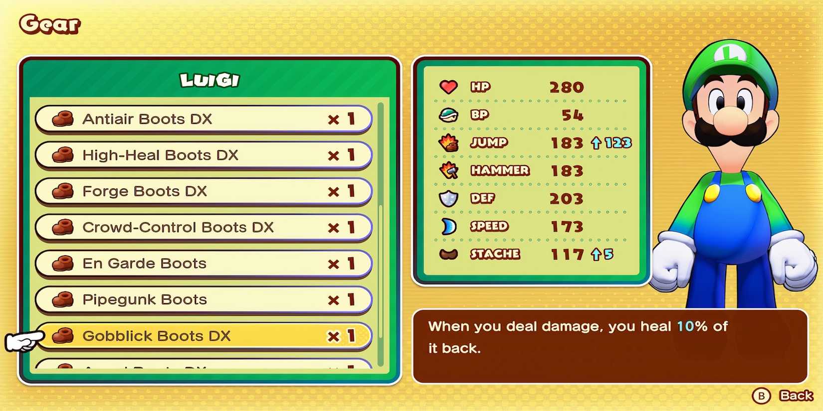 Gobblick Boots DX weapon in Mario & Luigi Brothership