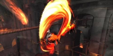 Kratos whipping enemies in God of War: Chains of Olympus