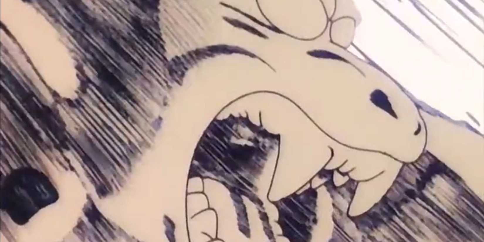 Great Ape Goku is overwhelmed by a Kamehameha.