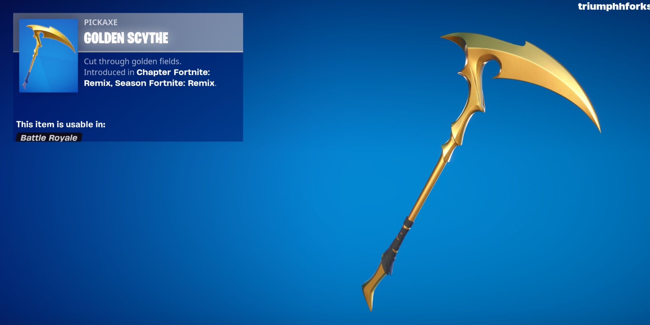 How to Get the Golden Scythe Pickaxe for Free in Fortnite