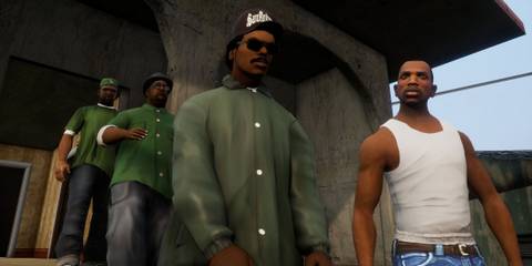 Sweet, Big Smoke, Ryder and CJ in Grand Theft Auto: San Andreas