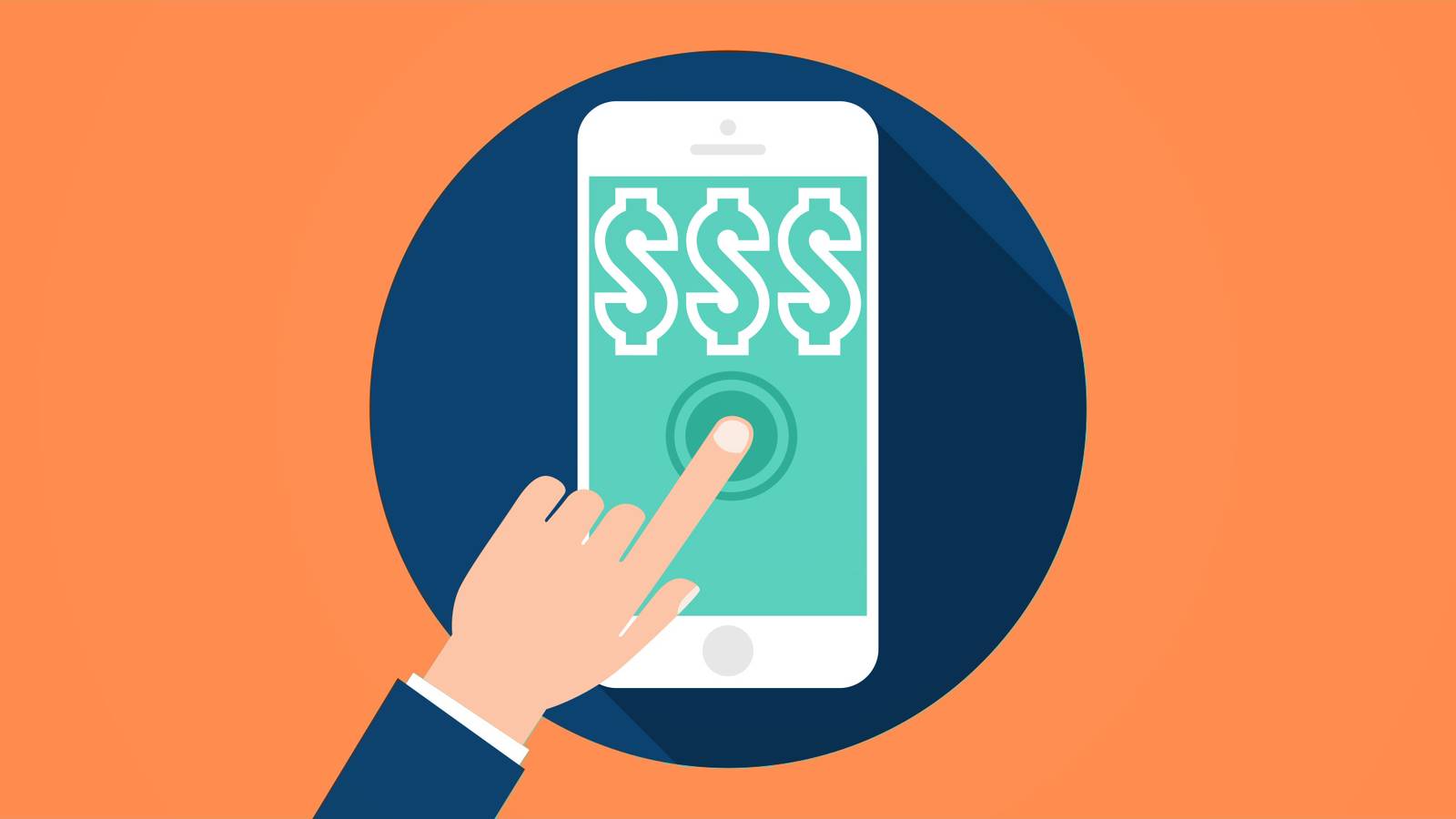 hand pressing donate button on smartphone flat icon illustration based on Freepik design