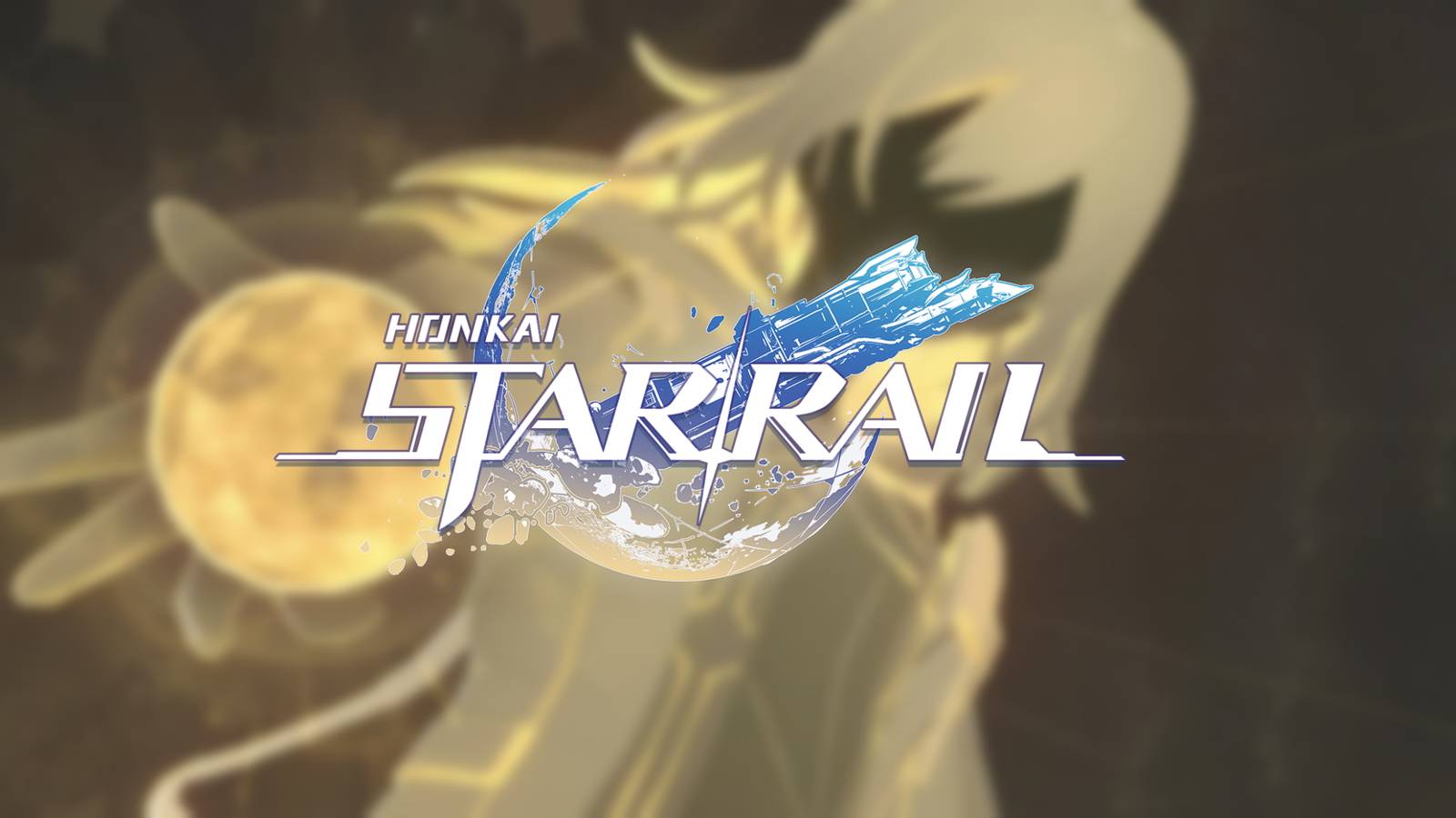 A blurred background of Stelle from the Divergent Universe with Honkai: Star Rail's logo overlayed on top