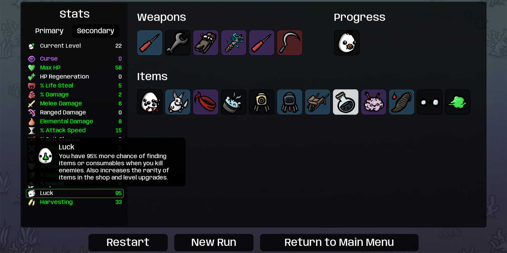 How does luck work in brotato