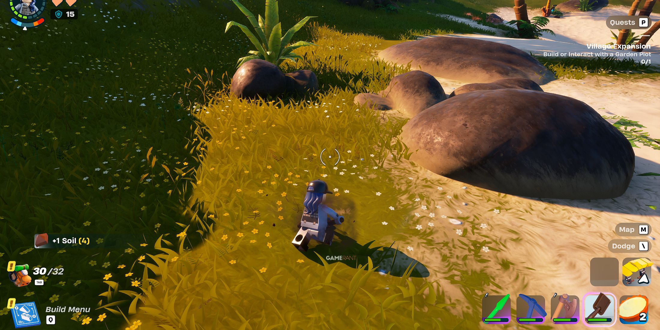 Screenshot showcasing how to get Soil in LEGO Fortnite 