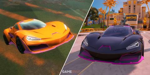 Split-image showcasing the Cyclone in Rocket League and Fortnite