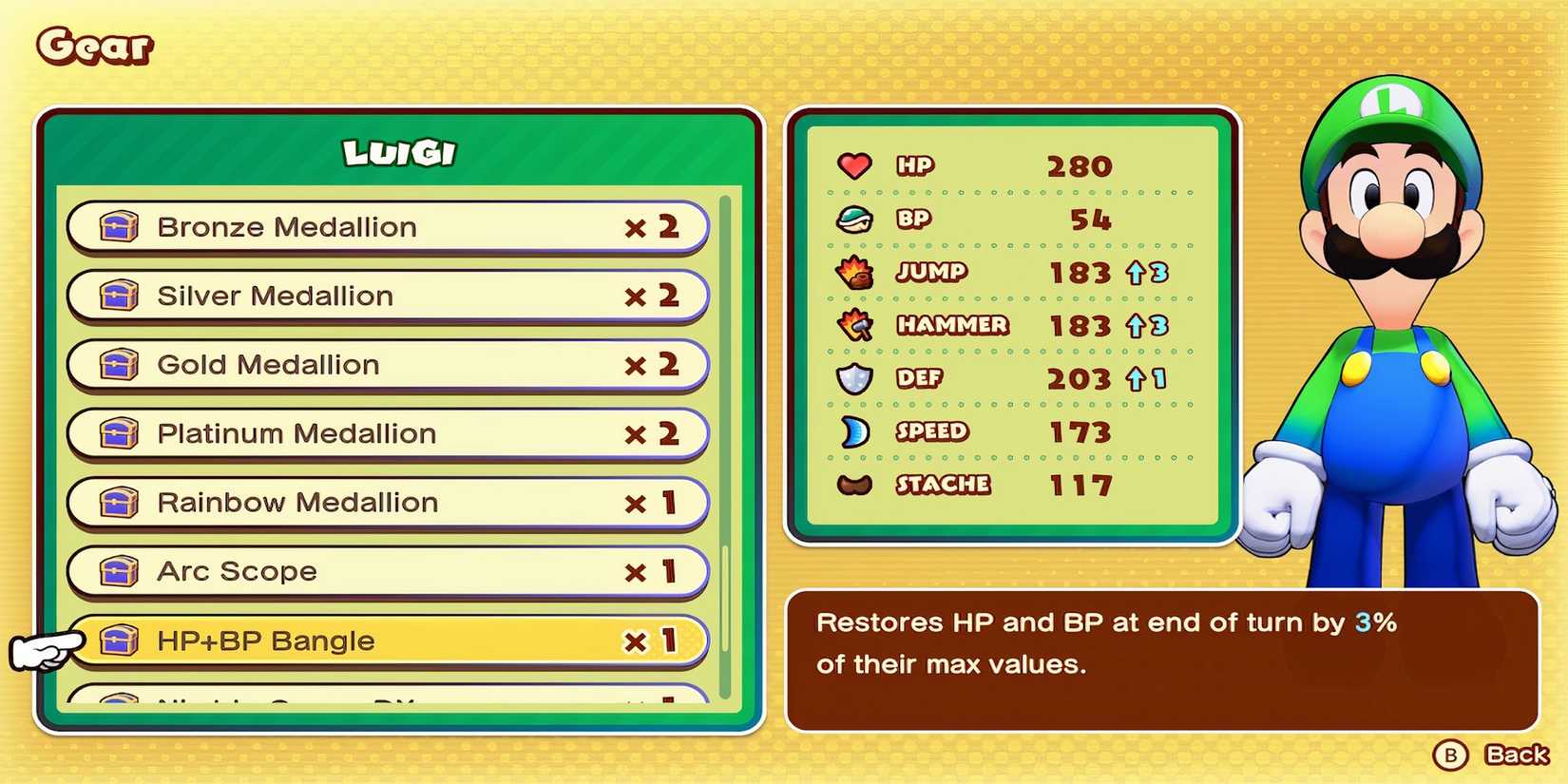 HP+BP Bangle accessories in Mario & Luigi Brothership