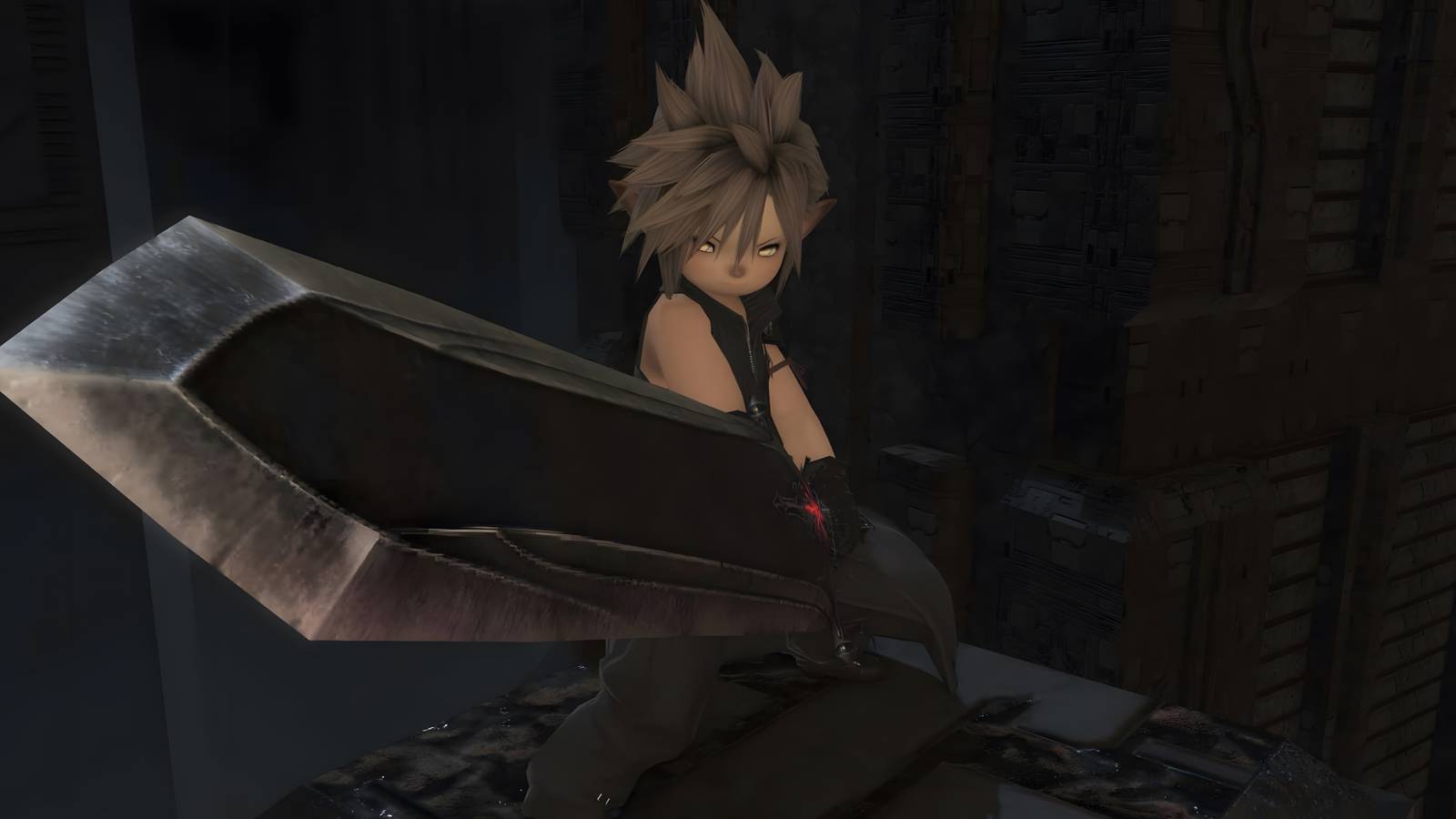 final fantasy 14 cloud final fantasy 7 outfit hair lalafell