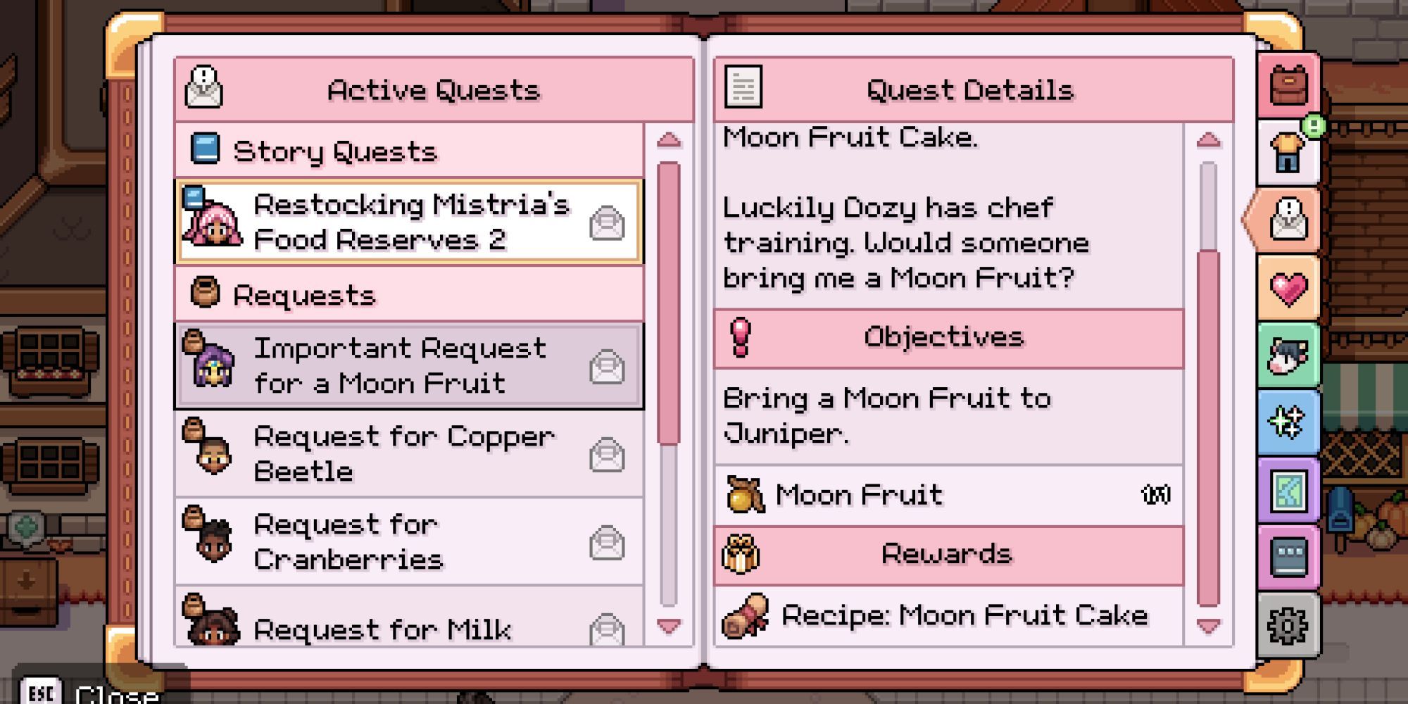 Important Request for Moon Fruit quest in Fields of Mistria