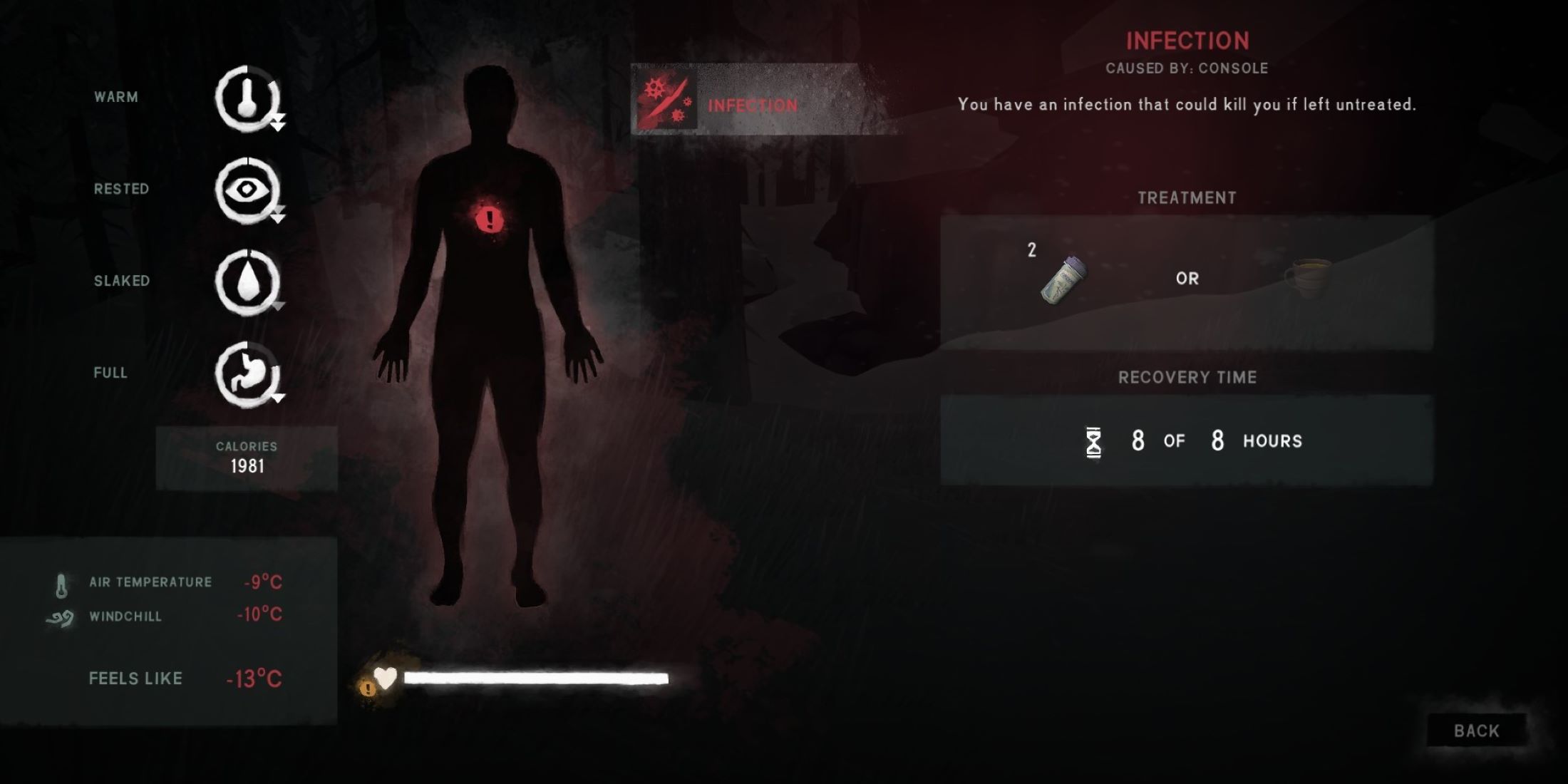 Player With Infection Displayed In Menu