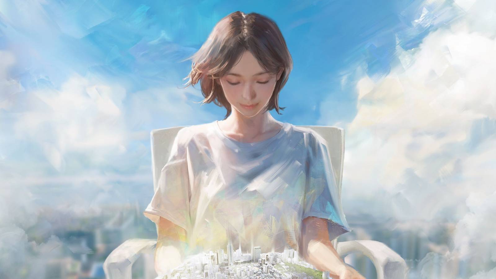 inzoi character holding a city