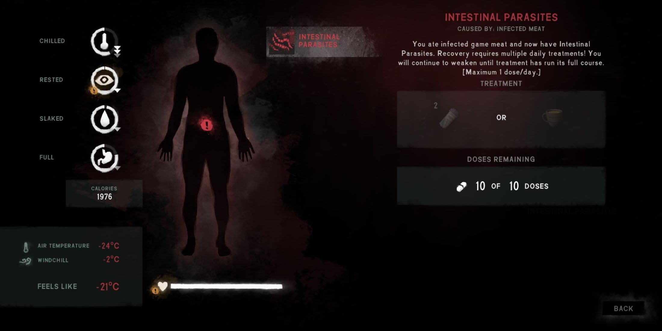 Player With Internal Parasites Displayed In Menu