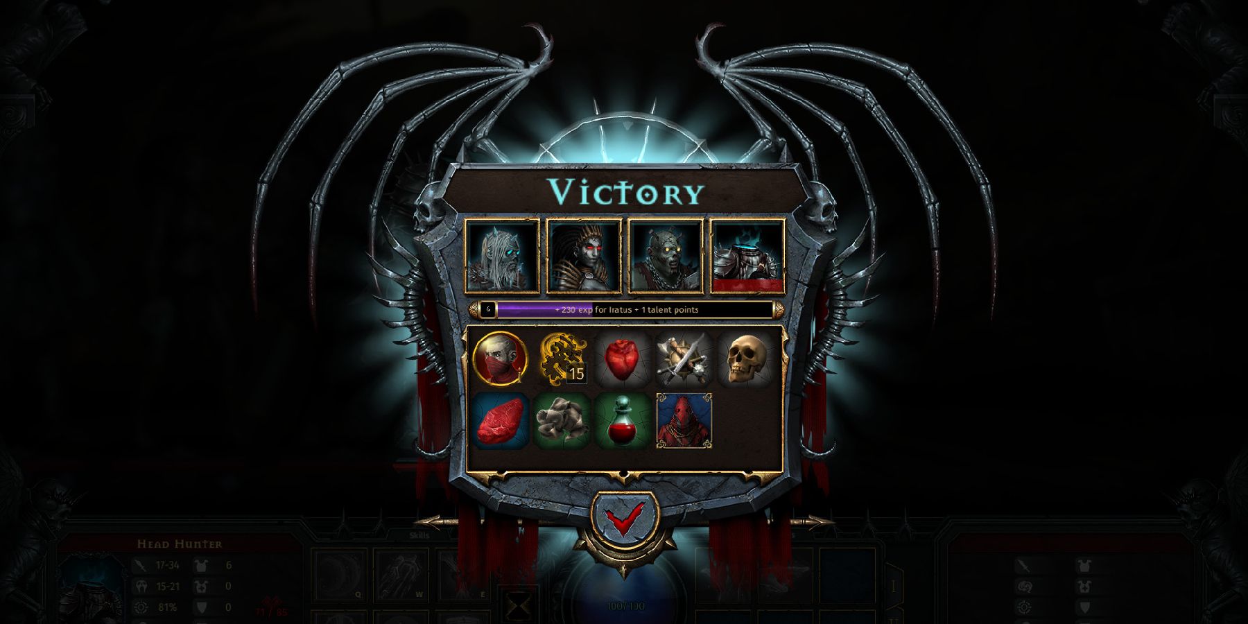 Iratus Lord of the Dead Victory screen