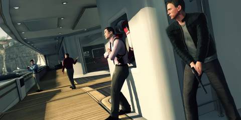 James Bond hiding behind cover in James Bond 007: Blood Stone