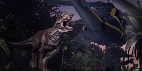 Jurassic Park The Game T-Rx chasing helicopter
