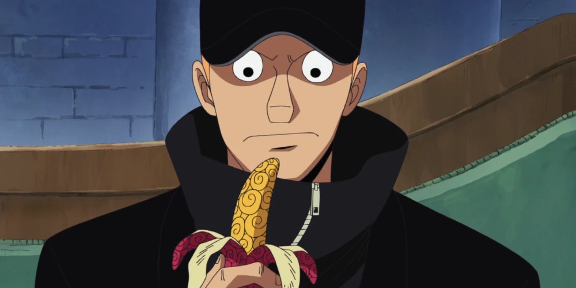 Kaku eats his Devil Fruit.