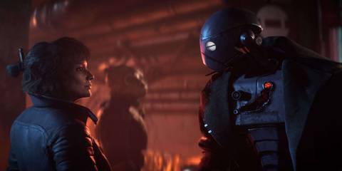 kay and nd5 talking in a bar in star wars outlaws