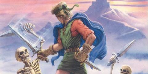 Key Art From Shining Force 1 Showing The Protagonist Swinging A Sword At An Enemy Skeleton