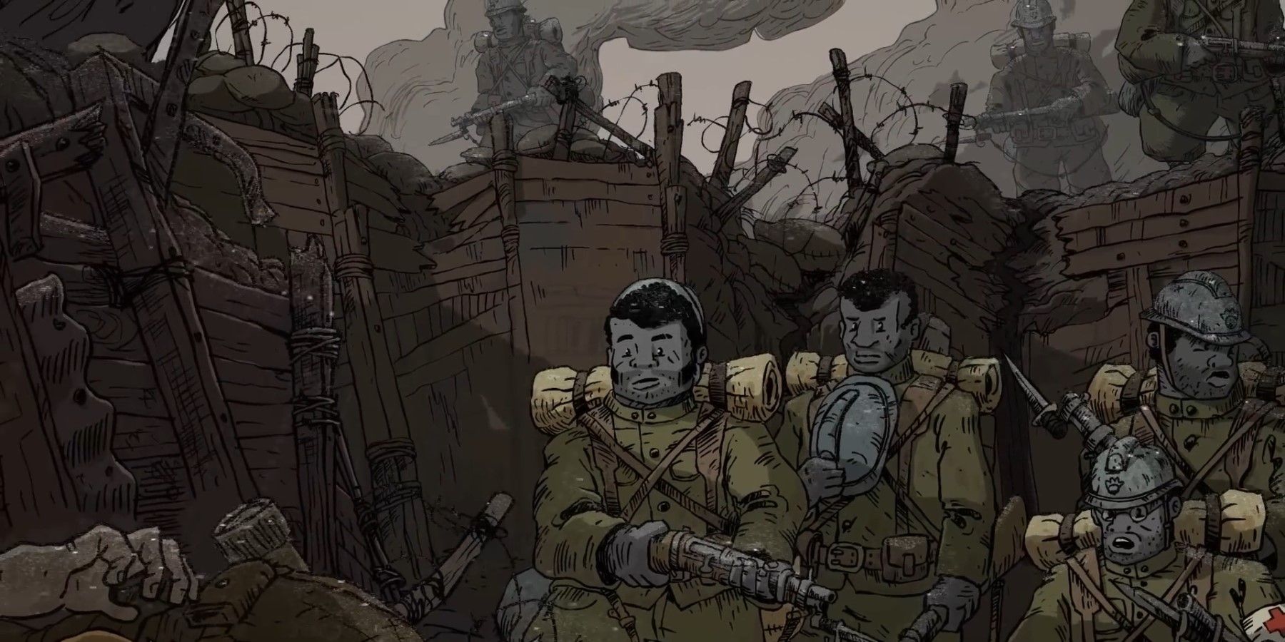 Key Art Showing A Group Of French WWI Troops In Trenches From Valiant Hearts Coming Home